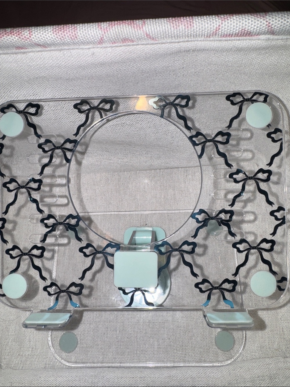 Clear Decorative Bow Pattern Tablet Stand - Light Blue